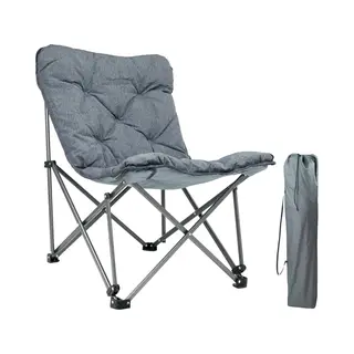 Trvlmore Campingstoel - Opvouwbaar - Incl. Draagtas - Kampeerstoel - Vlinderstoel - 136 Kg Draagvermogen - Grijs