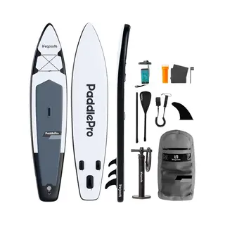 LifeGoods Sup Board Touring - 165 Kg Draagkracht - 365 X 76 Cm - Opblaasbaar - Compleet Sup Pakket - Wit/Zwart