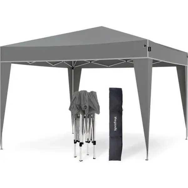 LifeGoods Partytent Plus - Opvouwbare Tent - 3x3 M - Easy Up - Versterkt Frame - Waterdicht – Draagtas - Grijs thumbnail