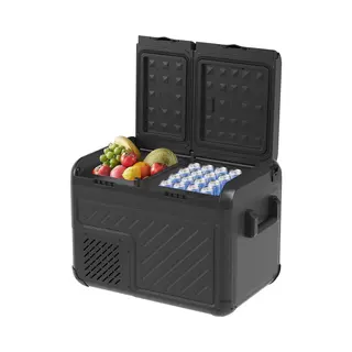 Auronic Elektrische Koelbox - Compressor - Twee Zones - 12V 230 Volt - Camping Koelkast - Auto - Vriezen En Koelen - 45L - Frigobox - Zwart/Grijs