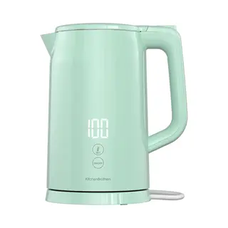 KitchenBrothers Waterkoker - 1.7L - Pfas En Bpa Vrij - Met Temperatuurregeling - Warmhoudfunctie - Display - Dubbelwandig - 2200W - Pastelgroen
