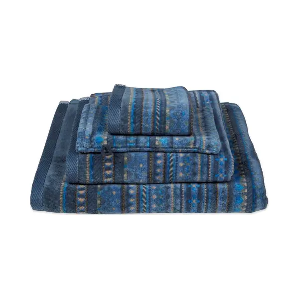 Pip Studio Geometric Print Washandje - 16x22 Cm - Set Van 3 - Donker Blauw thumbnail