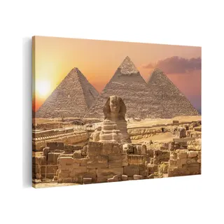 Artaza Canvas Schilderij Sfinx En De Piramides In Egypte - 120x80 - Groot - Foto Op Canvas - Wanddecoratie Woonkamer