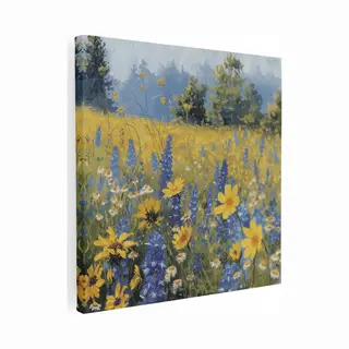 Artaza Canvas Schilderij Wilde Bloemen In Een Veld - Bloemen - 80x80 Cm - Groot - Wanddecoratie Woonkamer - Schilderijen - Muurdecoratie