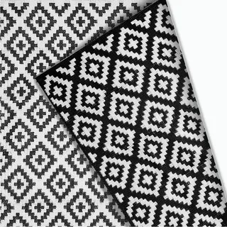 Goliving Buitenkleed Summer Diamond - 183x290CM - Tuintapijt - Buitentapijt - Vloerkleed - Tuinkleed - Omkeerbaar - Incl. Draagtas - Zwart/Wit