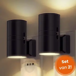 Goliving Nachtlampje Stopcontact - 2 Stuks - Stekkerlampen - 10, 7 X 9, 3 Cm - Volwassenen - Boven En Onder Verlichting - Dimbaar - Dag- En