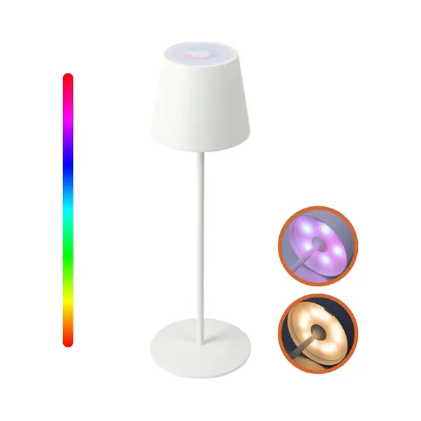 Goliving Chroma Tafellamp Oplaadbaar – Draadloos En Dimbaar – Touch Lamp – Nachtlamp Slaapkamer & Woonkamer – Rgbw – 37, 5 Cm – Wit thumbnail