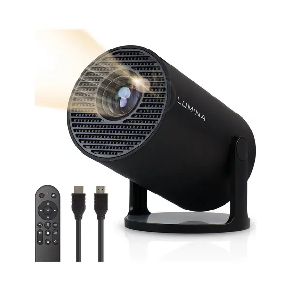 Lumina® Pro Mini Beamer 2026 - Android 14 Smart Projektor Mit Google Playstore - Heimkino - Für Ios & Android - WiFi 6 & Bluetooth 5.4 - Schwarz thumbnail