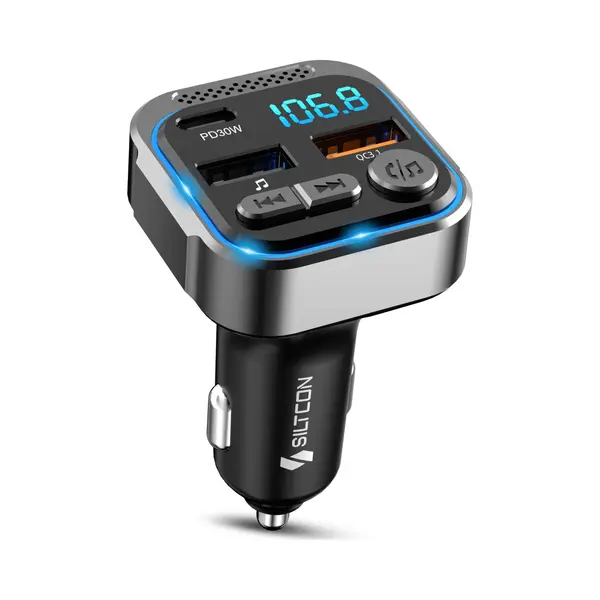 Siltcon® Fm Transmitter Bluetooth – Bluetooth Transmitter - Bluetooth Auto - Usb-C 30W Snellader - Carkit - Autolader Usb-A - 2026 Premium Model thumbnail
