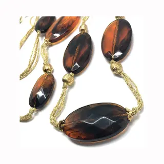 Behave - Lange Ketting Dames - Elegant Retro Stijl - Bruin Goudkleur - 120 Cm