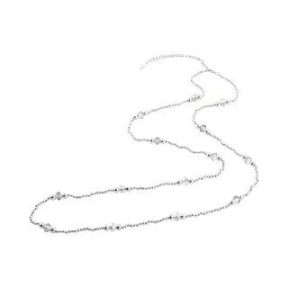 Behave - Ketting - 90 Cm Lang - Zilverkleur - Grijs Facet Geslepen Glaskralen