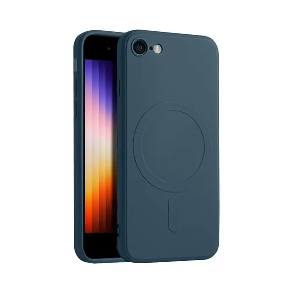 Casify Siliconen Hoesje Geschikt Voor MagSafe IPhone Se (2022 / 2020) / 8 Hoesje - Blauw thumbnail