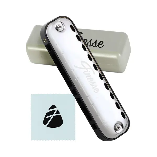 Finesse Mondharmonica – C Majeur – Met Case - Voor Volwassenen & Kinderen - Zilver thumbnail