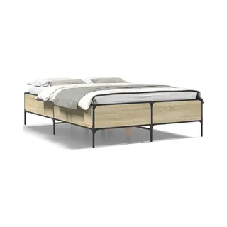 VidaXL Bettgestell Sonoma-Eiche 140x200 Cm Holzwerkstoff Und Metall