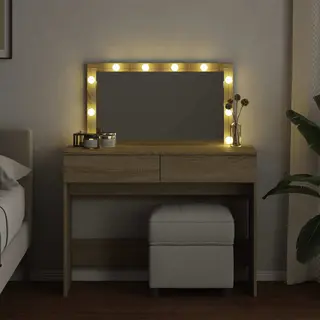 Schminktisch Mit Led-beleuchtung Sonoma-eiche 100x40x120 Cm - Vidaxl
