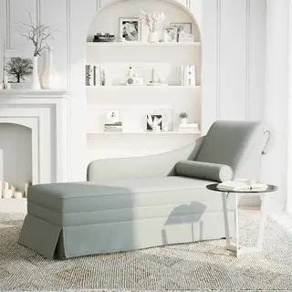 Vidaxl - Chaiselongue Mit Nackenrolle Und Rechter Armlehne Hellgrau Samt 412205