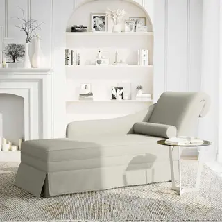 VidaXL Chaiselongue Mit Nackenrolle Und Rechter Armlehne Creme Samt