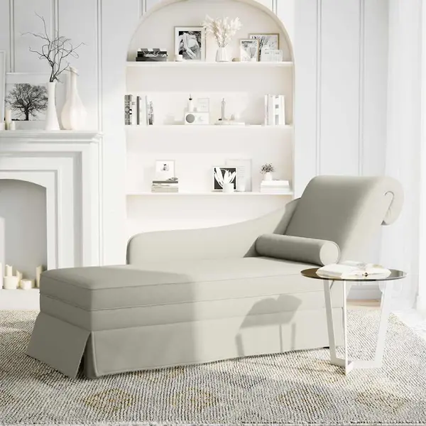 VidaXL Chaiselongue Mit Nackenrolle Und Rechter Armlehne Creme Samt thumbnail