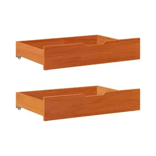 VidaXL Bettschubladen 2 Stk., Bettkasten Holz Aufbewahrung Mit Rollen, Bett Schublade Bettauszug, Bettschubkasten Schubkasten, Wachsbraun Massivholz