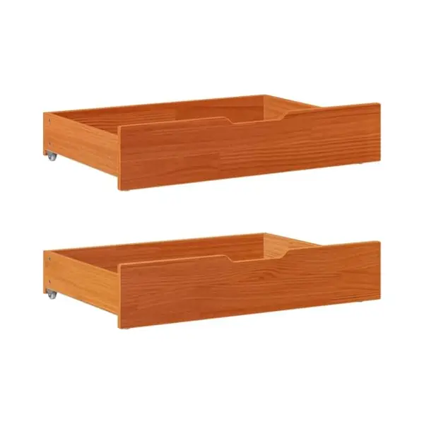 VidaXL Under-Bed Storage Drawers 2 Pcs - Wax Brown Pine Wood - Space-Saving, Easy Mobility With 4 Wheels, Durable Frame, Bedroom Organizer - 85 X 55 X thumbnail