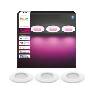 Philips Hue Dunne Led Inbouwspot - Badkamerverlichting - GU10 Fitting - Bevat 3 Inbouwspots - Aanpasbaar Wit En Gekleurd Licht - Wit - IP44,