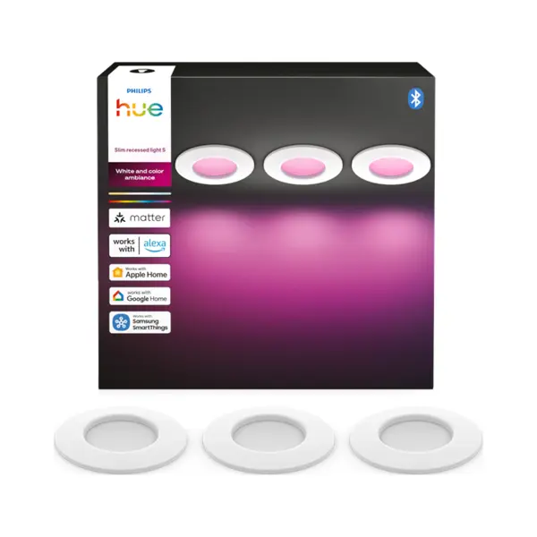 Philips Hue Dunne Led Inbouwspot - Badkamerverlichting - GU10 Fitting - Bevat 3 Inbouwspots - Aanpasbaar Wit En Gekleurd Licht - Wit - IP44, thumbnail