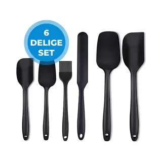 Jvs Products Siliconen Keukengerei Set - 6 Delige Set - Lepels, Pannenlikkers, Kwast - Hittebestendig Tot 230°C - Bpa-vrij - Vaatwasserbestendig - Anti-aanbak -