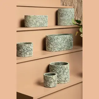 Ptmd Collection Ptmd Bloempot Darrel - 20x20x45 Cm - Cement - Blauw