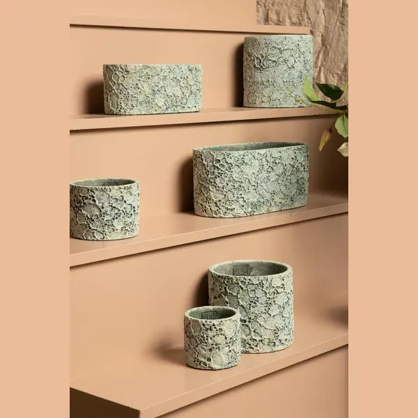 Ptmd Collection Ptmd Bloempot Darrel - 20x20x45 Cm - Cement - Blauw thumbnail