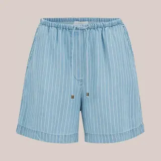 We Fashion Dames Mid Rise Denim Short Met Krijtstreep