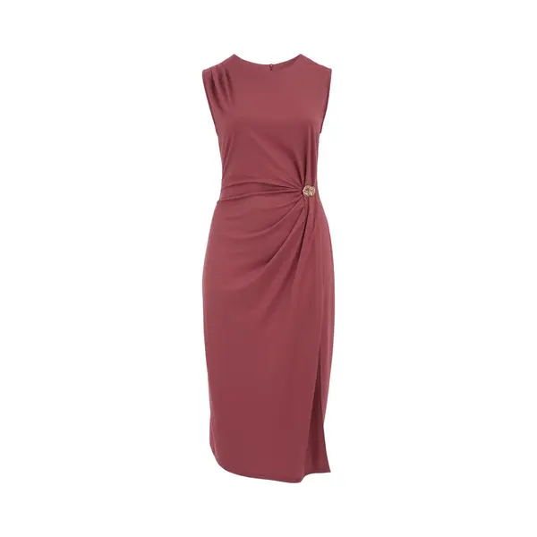 We Fashion Dames Midi Jersey Jurk Met Gouden Accenten - Curve thumbnail