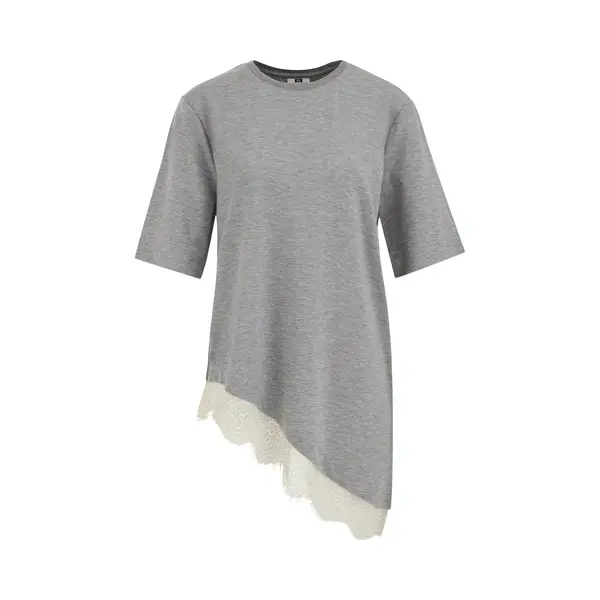 We Fashion Dames Asymmetrisch Jersey T-shirt Met Kant thumbnail