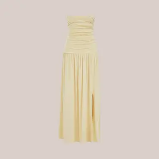 We Fashion Dames Jersey Strapless Maxi Jurk Met Plooidetail