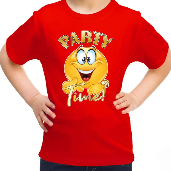 Bellatio Decorations Verkleed Shirt Meisjes - Party Time - Rood - Carnaval - Voor Kinderen 134/140 thumbnail