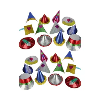 Faram Party Papieren/kartonnen Glitter Feesthoedje Voor Kinderen - 6x - Verjaardag Hoedjes
