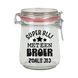 Bellatio Decorations Cadeau Voorraadpot/snoeppot - Broer - Glas - 10 X 7 Cm - 720 Ml - Verjaardag