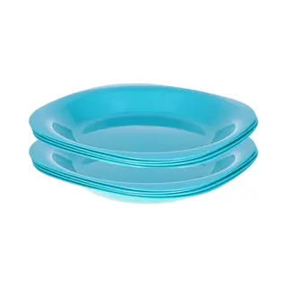 Plasticforte Verjaardag/kinderen/camping Borden - 8x Stuks - Dia 21 Cm - Blauw - Kunststof - Onbreekbaar