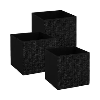 5Five Opbergbox Kastmand - 3x - Zwart/tweed - 31 X 31 X 31 Cm - Opbergers/kastmanden