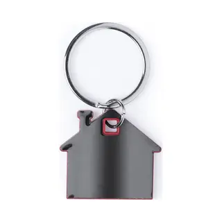 Sleutelhanger Met Klein Huisje - Rood/grijs - Metaal - 4 X 3.8 Cm - Eigen Huis/nieuw Huis - Huissleutels