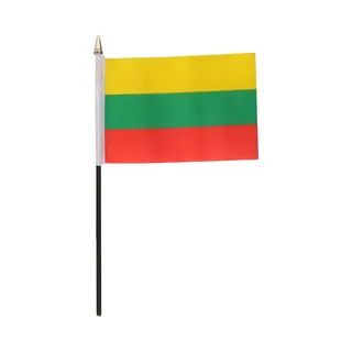 Litouwen - Mini Vlaggetje Van 10 X 15 Cm Op Stokje - Landen Vlag - H27 Cm - Polyester - Lihuania
