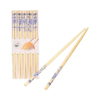 Concorde Sushi Eetstokjes - 5x Setjes - Bamboe Hout - Bloemen Print - 24 Cm