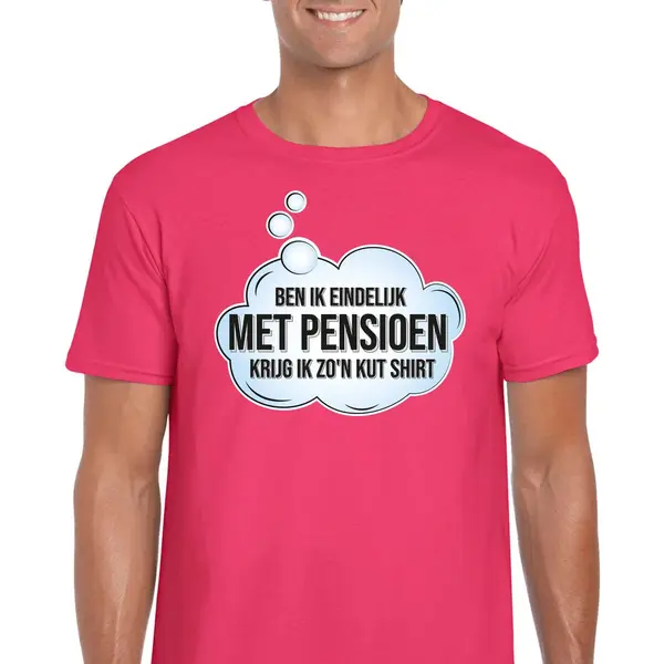 Bellatio Decorations Cadeau T-shirt Voor Heren - Eindelijk Met Pensioen - Roze - Fun Teksten - Vut Xl thumbnail