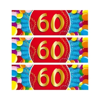 60 Jaar Leeftijd Sticker - 5x - 19 X 6 Cm - Verjaardag - Jubileum - Versiering