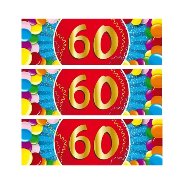 60 Jaar Leeftijd Sticker - 5x - 19 X 6 Cm - Verjaardag - Jubileum - Versiering thumbnail