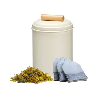 Excellent Houseware Thee Bewaarblik - Wit - Metaal - 14 X 20 Cm - Theeblik - Losse Thee