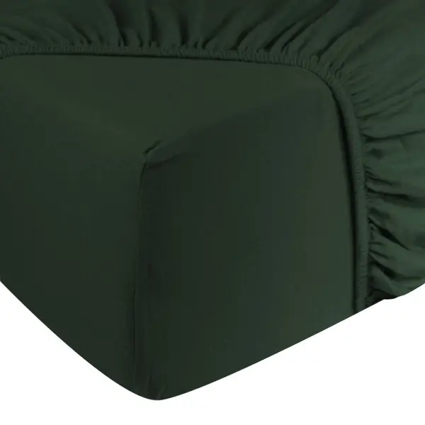 DoubleDry Jersey Stretch Hoeslaken - 100% Katoen - Tweepersoons 180x200 Cm - 25cm Matrasdikte - Rondom Elastiek - Donker Groen thumbnail