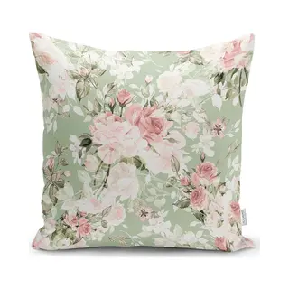 De Groen Home Flora - Velvet Kussenhoesjes - 50x50 - Pastel Bloemen - Fluweel Kussensloop - Aan Beide Zijdig Bedrukt