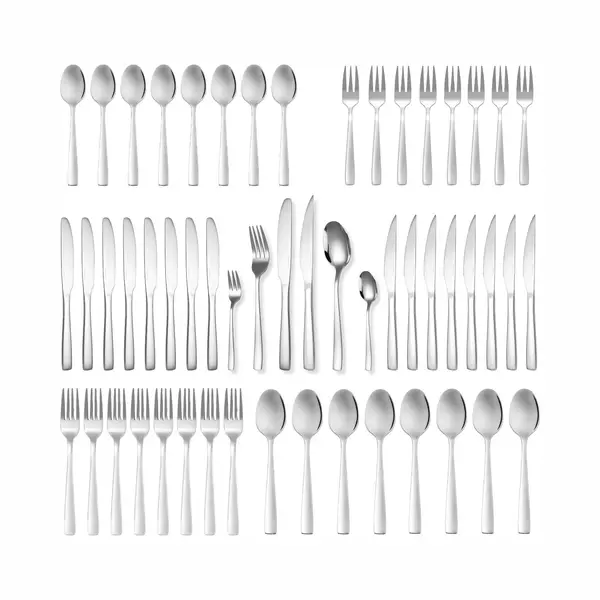 Deleca - 12 Personen Besteckset Essential (72 Teile) - Löffel, Messer, Gabeln, Steakmesser & Kuchengabeln - Spülmaschinenfestes Besteck - Glänzend thumbnail