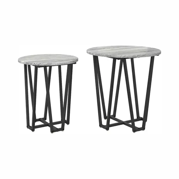 VidaXL Beistelltisch-Set 2 Pcs Grau Sonoma Und Schwarz thumbnail