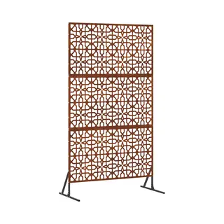 VidaXL Privacy Screen Grey 100 X 50 X 180 Cm Weathering Steel, Modern Garden And Terrace Privacy Screen, Outdoor Space Divider, Rectangular Steel